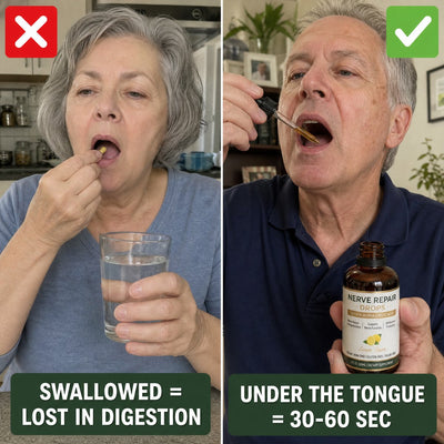Swallowed capsule versus drops under the tongue